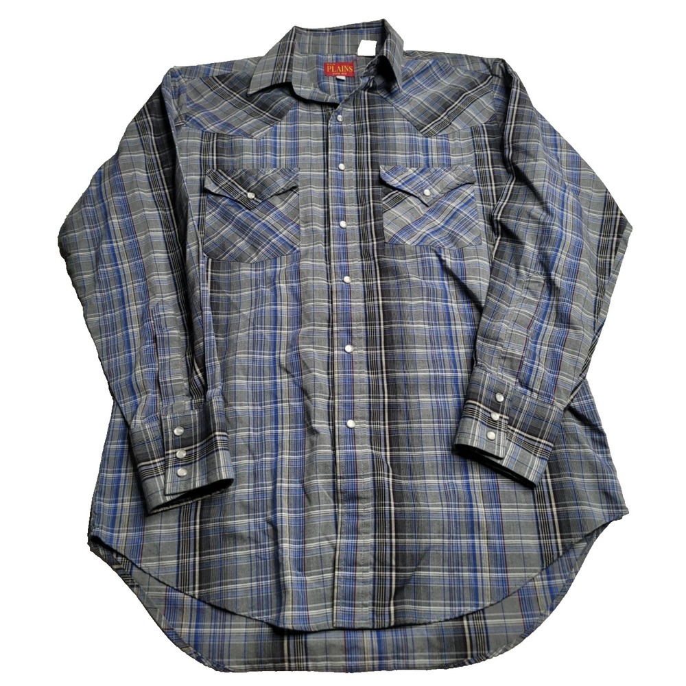 Ely Plains Western Pearl Snap Shirt Men's M Plaid‎ Long Sleeve Cowboy Rodeo